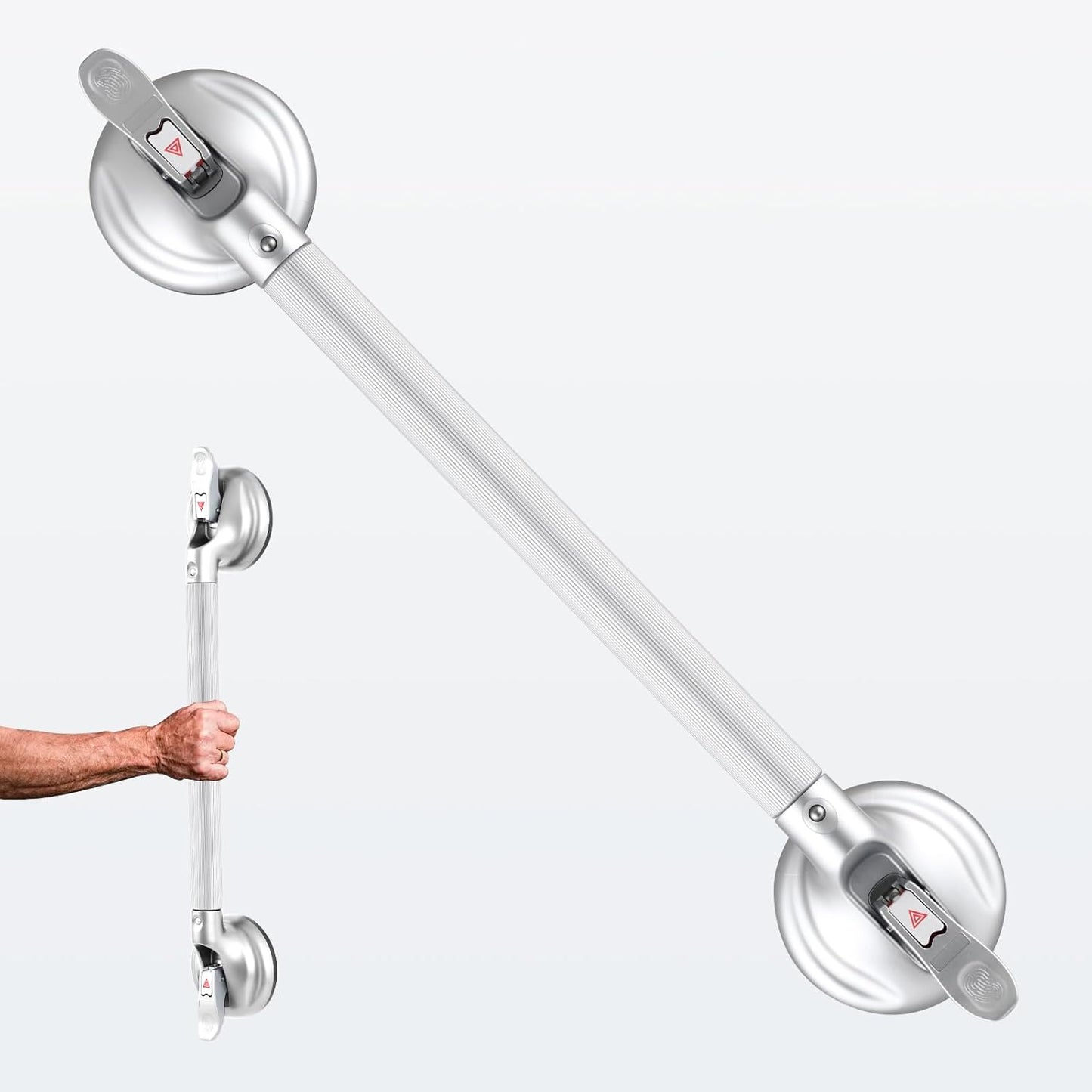 Shower Handle Upgraded 21 inch Grab Bar for Bathtub,Shower Handles with Strong Suction Cup,Bathroom Safety Grab Bar for Handicap Elderly Seniors and Disabled,Heavy Duty,Silver