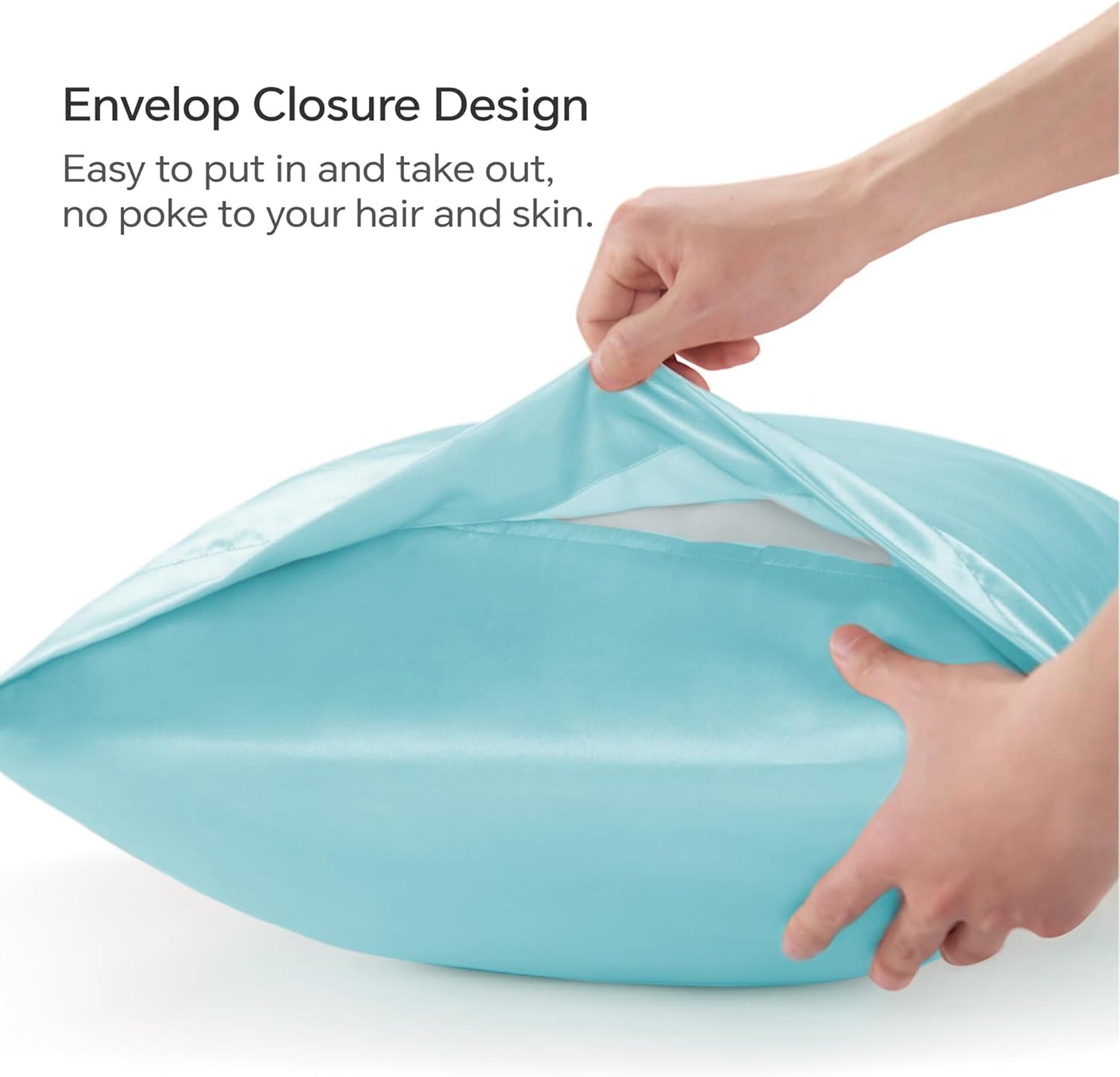 BEDELITE Satin Body Pillow Cover 2 Pack, Super Soft and Cooling Body Pillow Pillowcase for Hair and Skin, Breathable Silky Full Long Pillowcase Cover(20"x54", Blue)