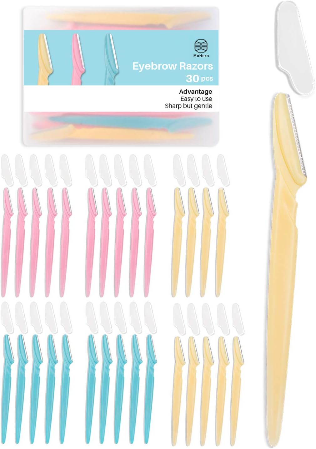 MoHern Dermaplaning Tool for Face, 30 Pcs Dermaplane Razor for Face, Multipurpose Face Razors for Women and Men, Multi-Color