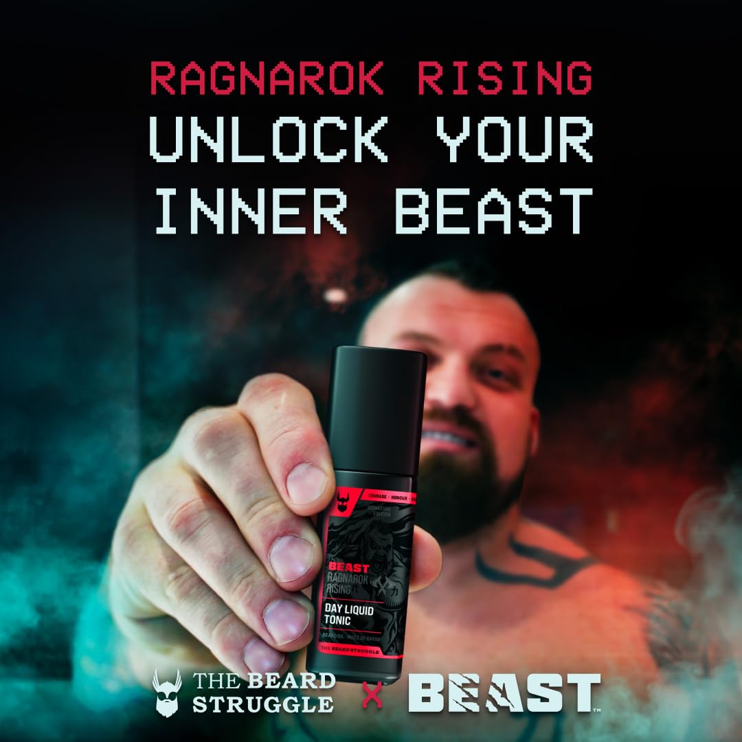 The Beard Struggle The Beast Line Beard Oil for Men Ragnarok Rising Eddie Hall Beast Line - Signature Edition - Day Liquid Tonic Beard Growth Oil - Beast Collection 1 fl oz