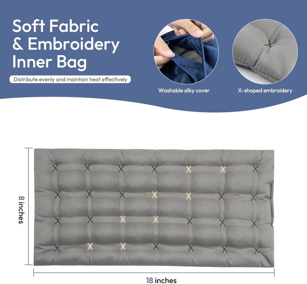 Microwavable Heating Pad with Washable Cover, 8 x 18 Microwave Heating Pad for Neck and Shoulders, Moist Heat Bean Bag Warm Compress for Knee, Joints, Wrist, Abdomen (Dark Blue)