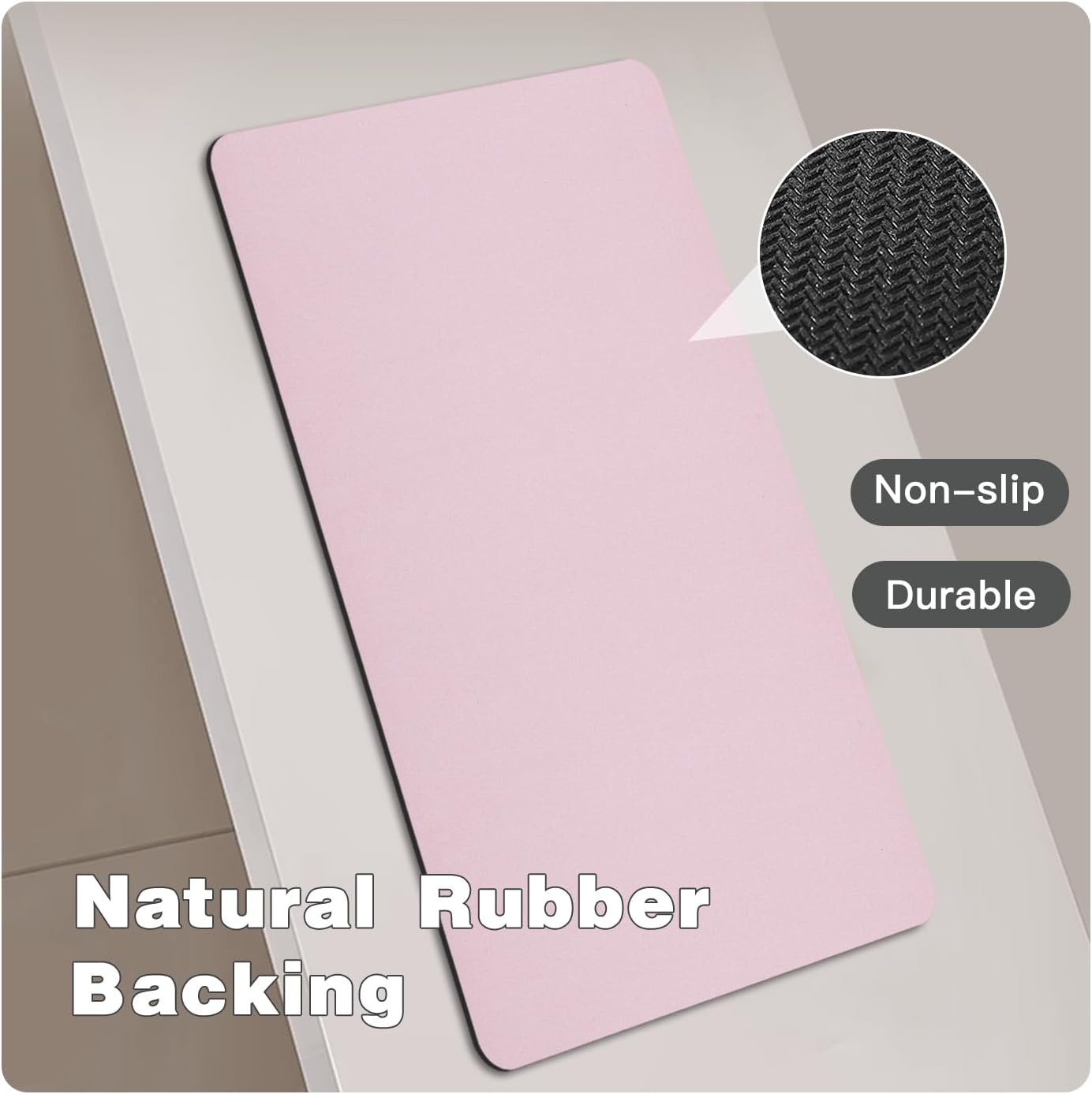 Pink Bath Mat, Bathroom Rugs Non Slip Washable Thin Absorbent Quick Dry Bath Mat Fits Under Door Bathroom Floor Mat Perfect for Bath, Shower, or Sink 24"x60" Pink