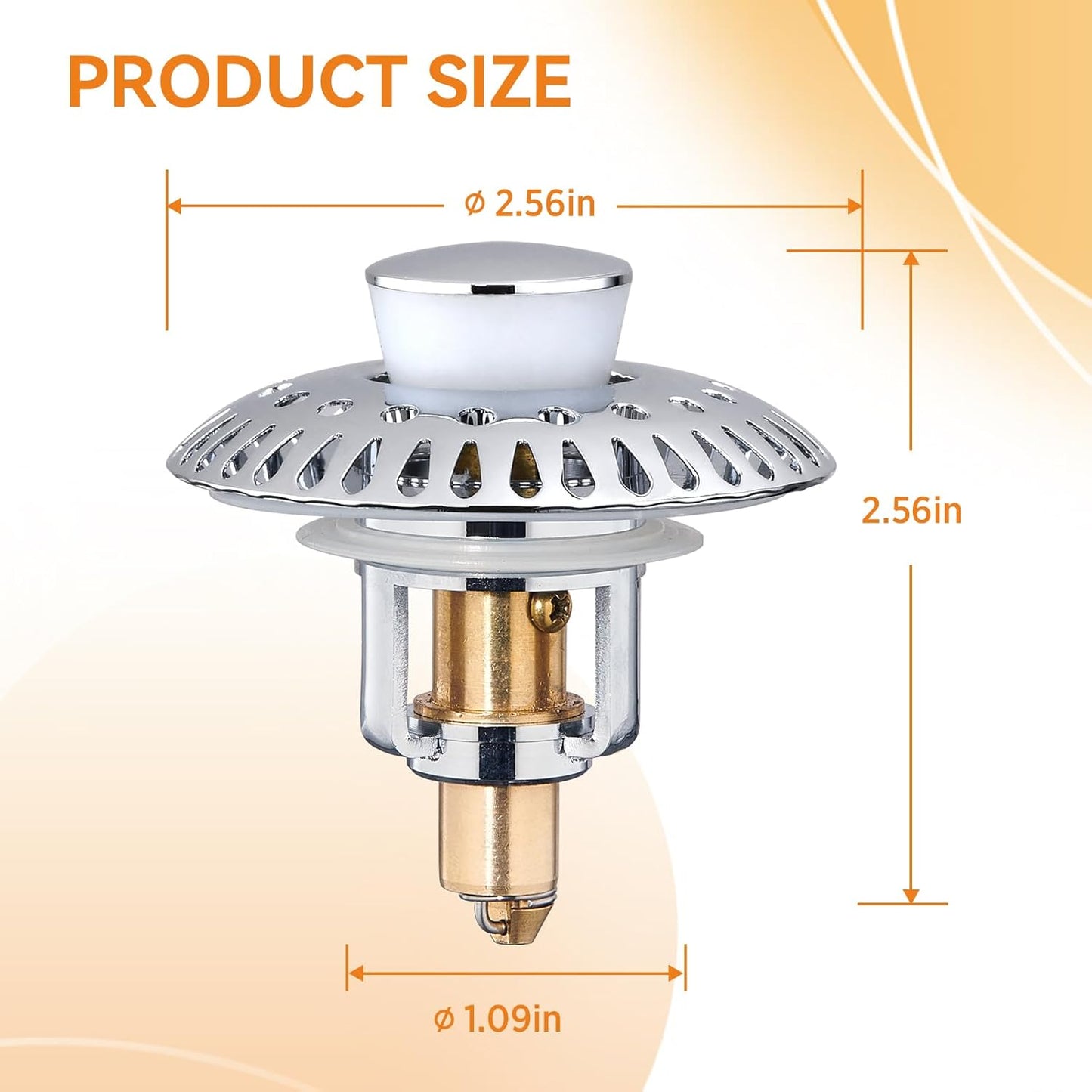 Bathroom Sink Stopper for 1.06"-1.65" Drain Holes, 2 in 1 Bath Sink Drain Strainer Stopper, Pop Up Drain Cover Plug with Hair Catcher, Stainless Steel (Chrome Silver-2p)