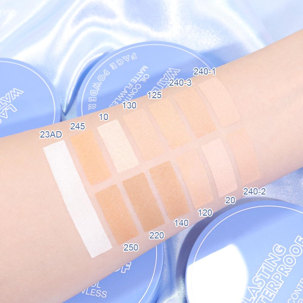 Oil Control Matte Perfection Face Powder Compact For Women, Matte Smooth Flawless Setting Powder Makeup, Polvo Compacto De Maquillaje, Waterproof Long Lasting, 0.35Oz, (10 Porcelain, 1)