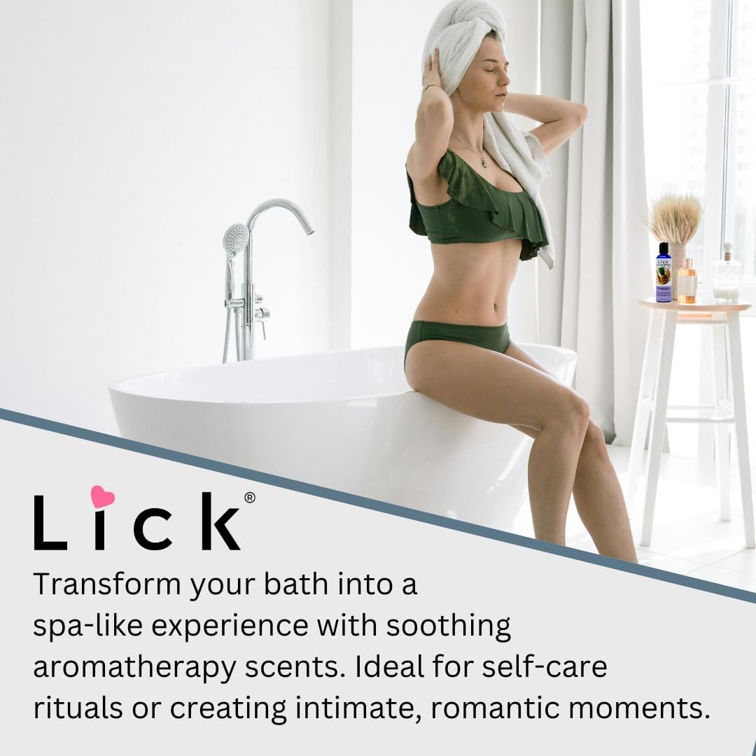 LICK Cookies and Cream Aromatic Bath Oil - Natural Sweet Almond, Vitamin E & Jojoba Oils for Luxurious Experience for Women. Moisturizes Dry Skin, 12 Enchanting Aromas, Made in USA 4 fl oz