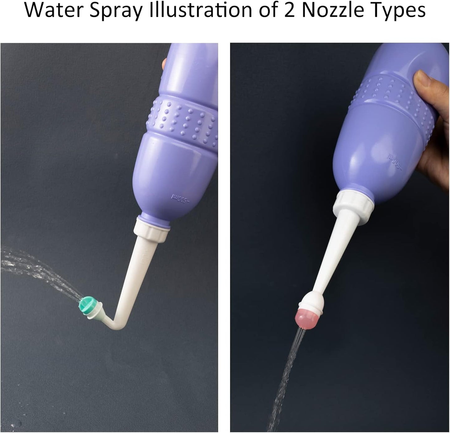 Peri Bottle for Postpartum Care, Portable Travel Bidet for Women, 17oz Large Capacity Perineal Bottle for Feminine Hygiene with Travel Bag and Angled Nozzle (Purple)