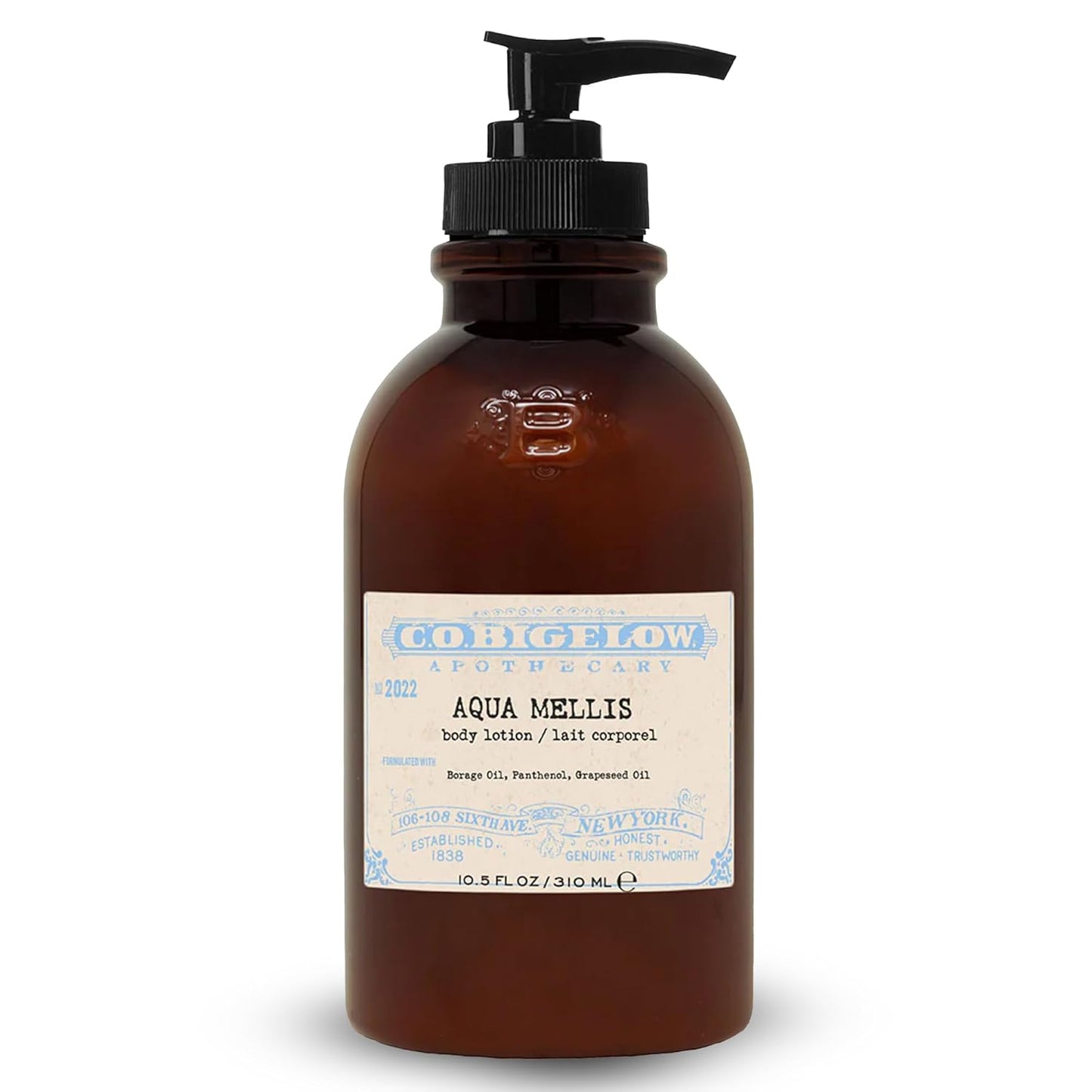 C.O. Bigelow Aqua Mellis Body Lotion, Iconic Collection Moisturizing Body Lotion with Shea Butter, Borage Oil & Grapeseed Oil, 10.5 Fl Oz