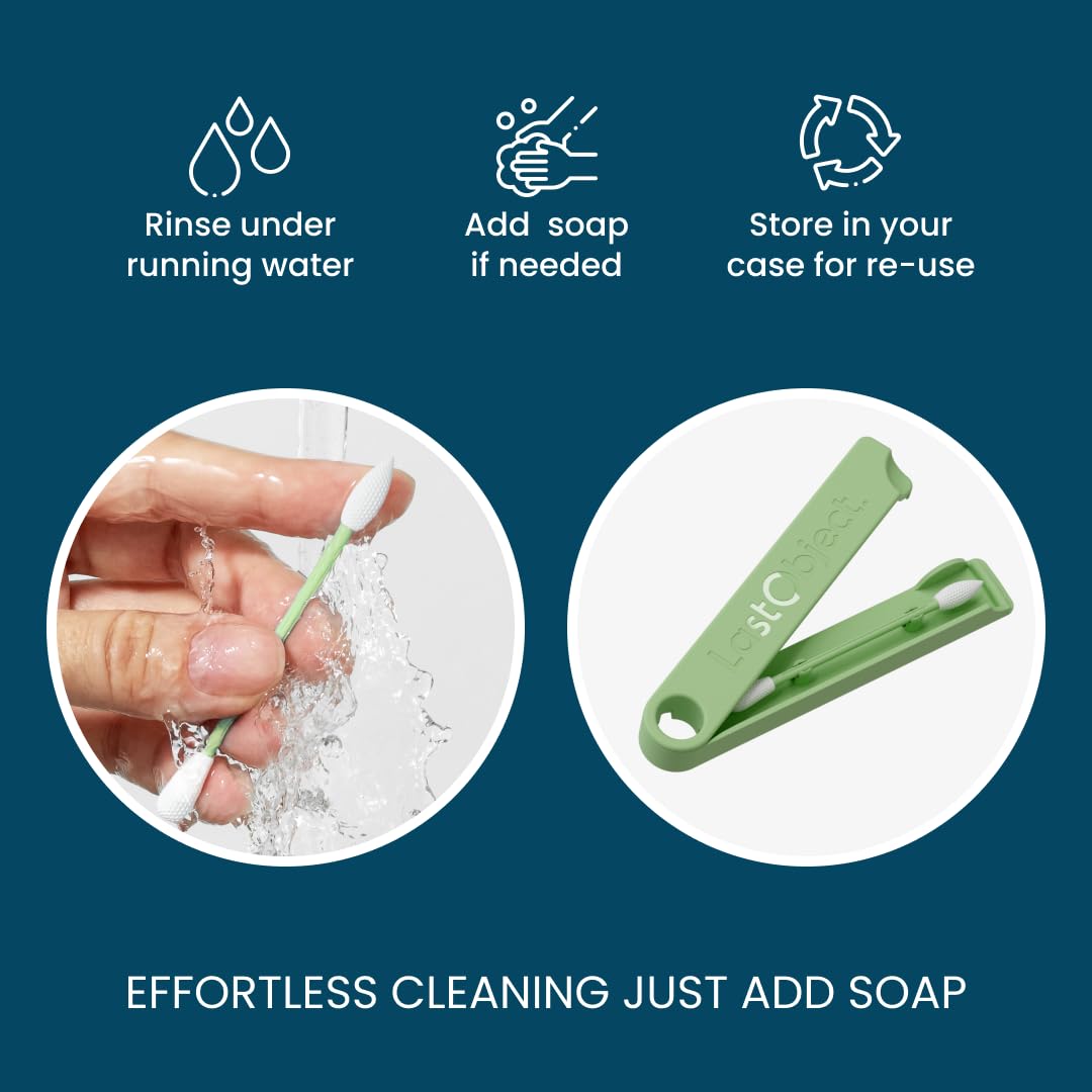 LastSwab® Reusable Cotton Swabs for Gentle and Eco-Friendly Beauty Routines - The Sustainable Alternative to Single-Use Q Tips - Zero Waste & Easy to Clean - Comes with a Convenient Travel Case Holder