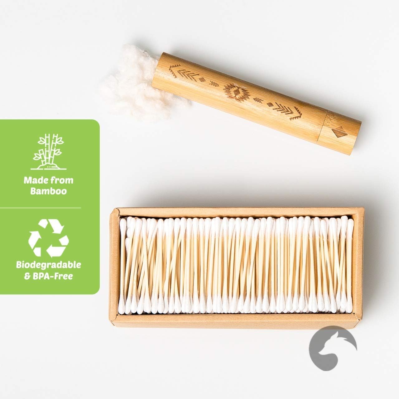 Precision Tip Cotton Swabs 200 Count | Organic & Biodegradable Pointed Cotton Buds | 100% Eco-Friendly & Natural | Perfect for Nails & Makeup, Fine Cleaning, Arts & Crafts