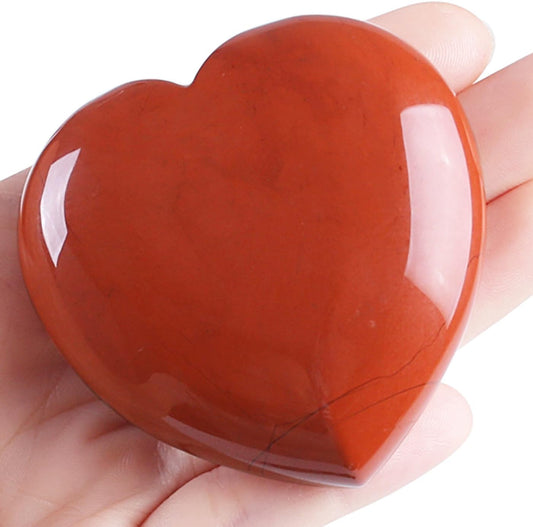 MAIBAOTA 60 mm Red Jasper Crystals Large Heart Red Stone Healing Crystals Natural Crystal Heart Reiki Gemstone Polished Heart Shaped Rocks Meditation Mothers Day Crystal Gifts for Mom Her