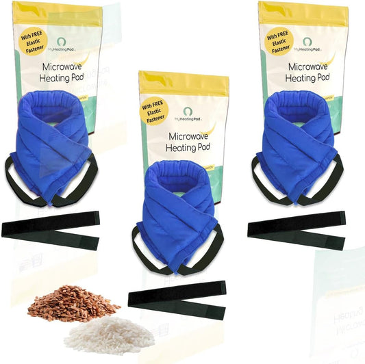 Microwavable Heating Pads for Lower Back, Neck, and Shoulder Pain Relief - Moist Microwave Heating Pad for Muscles and Joints - Microwave Hot Pack Heat Pad for Cramps -3 Heat Pack Blue