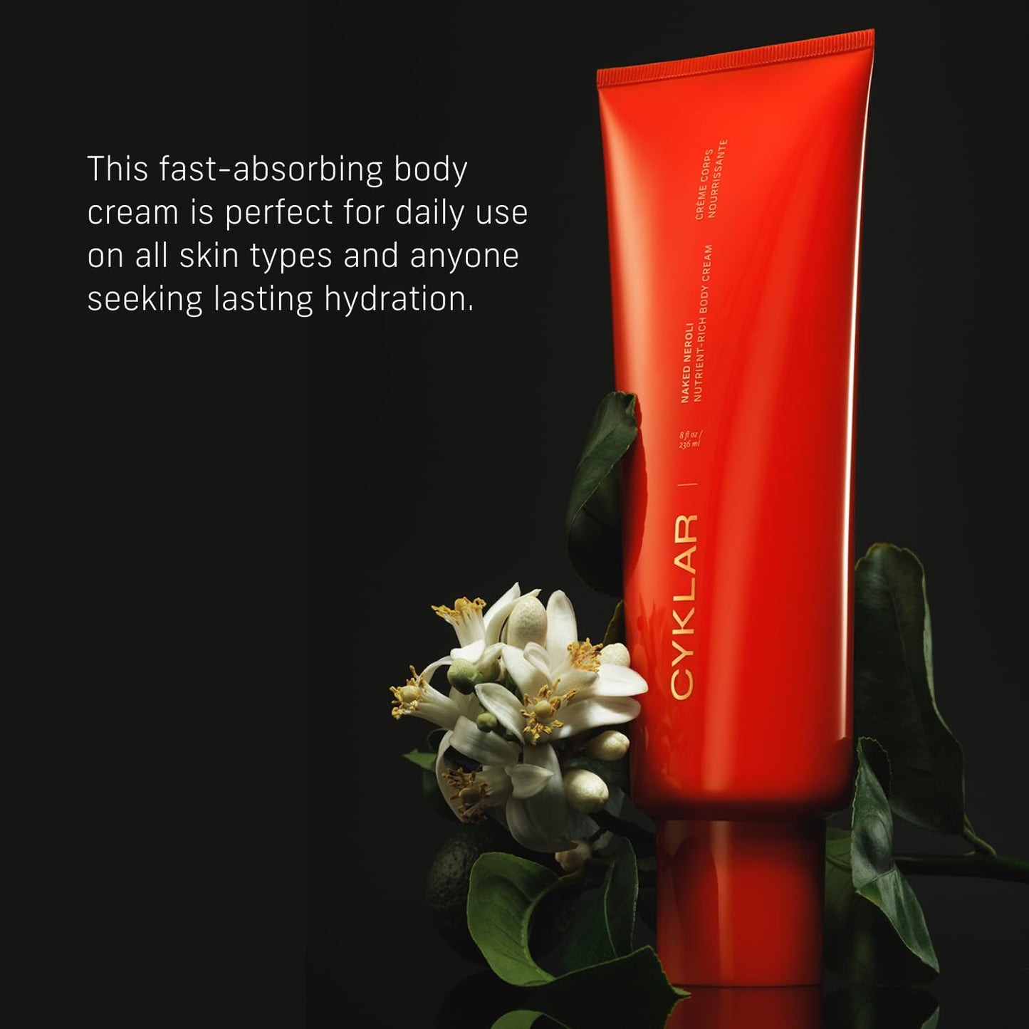 CYKLAR Nutrient Rich Body Cream. Naked Neroli Nourishing Moisturizer with Niacinamide and Banana Flower Extract. Deep Hydration, Thick Body Lotion, Dry Skin Cream for Women and Men, 8 Fl Oz