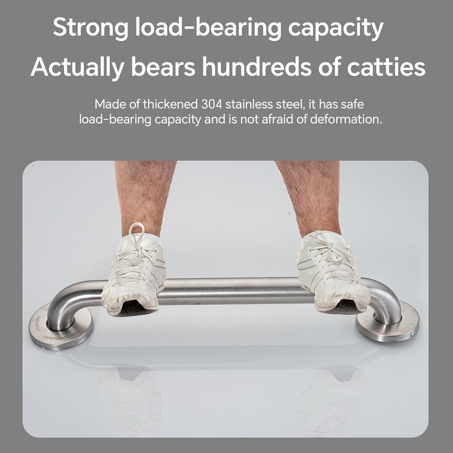 Joyrain 16-inch Bathroom Safety Grab Bar - 500lb Weight Capacity ADA Certified Anti-Slip Handle for Shower/Tub/Toilet, Elderly & Disabled Assist (Peened, 16 inch)