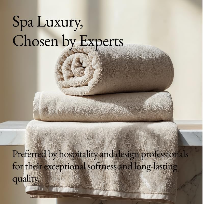 Italic Ultraplush 100% Australian Cotton Towels - Set of 2 Luxury Bath Towels, Quick Dry Plush and Absorbent, Heavy Duty Large Bath Towels, 800GSM Towels for Bathroom & Spa (Sand)