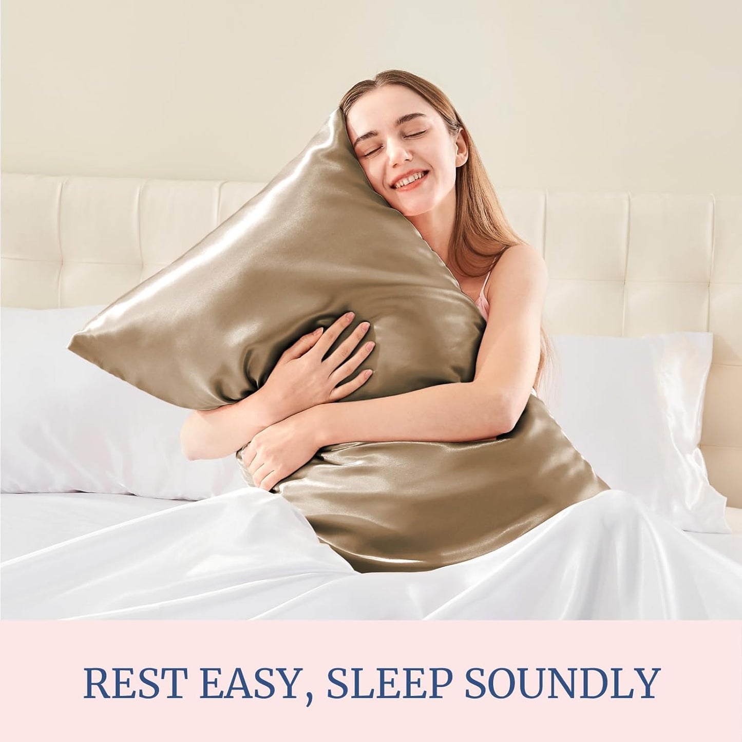 BEDELITE Satin Pillowcase for Hair and Skin, Super Soft and Cooling Similar to Silk Pillow Cases 2 Pack with Envelope Closure, Gift for Women Men(20"x40" King Size, Tawny Brown)