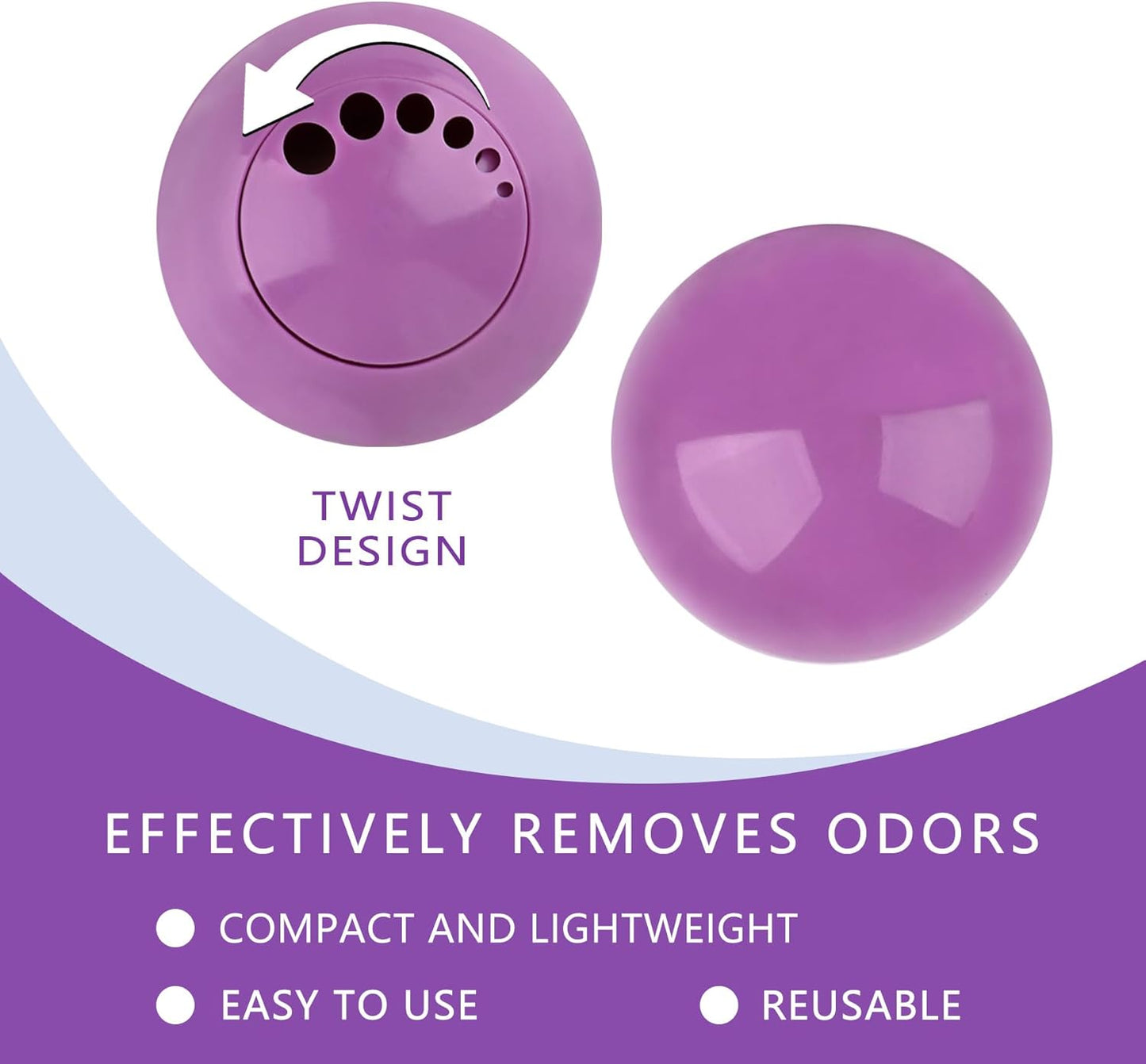 Knixmax Shoe Deodorizer Balls, Boot Deodorizing Shoe Odor Eater Ball Sneaker Deodorants, Gym Bags Lockers Car Air Fresheners, 6 Packs Lavender Purple