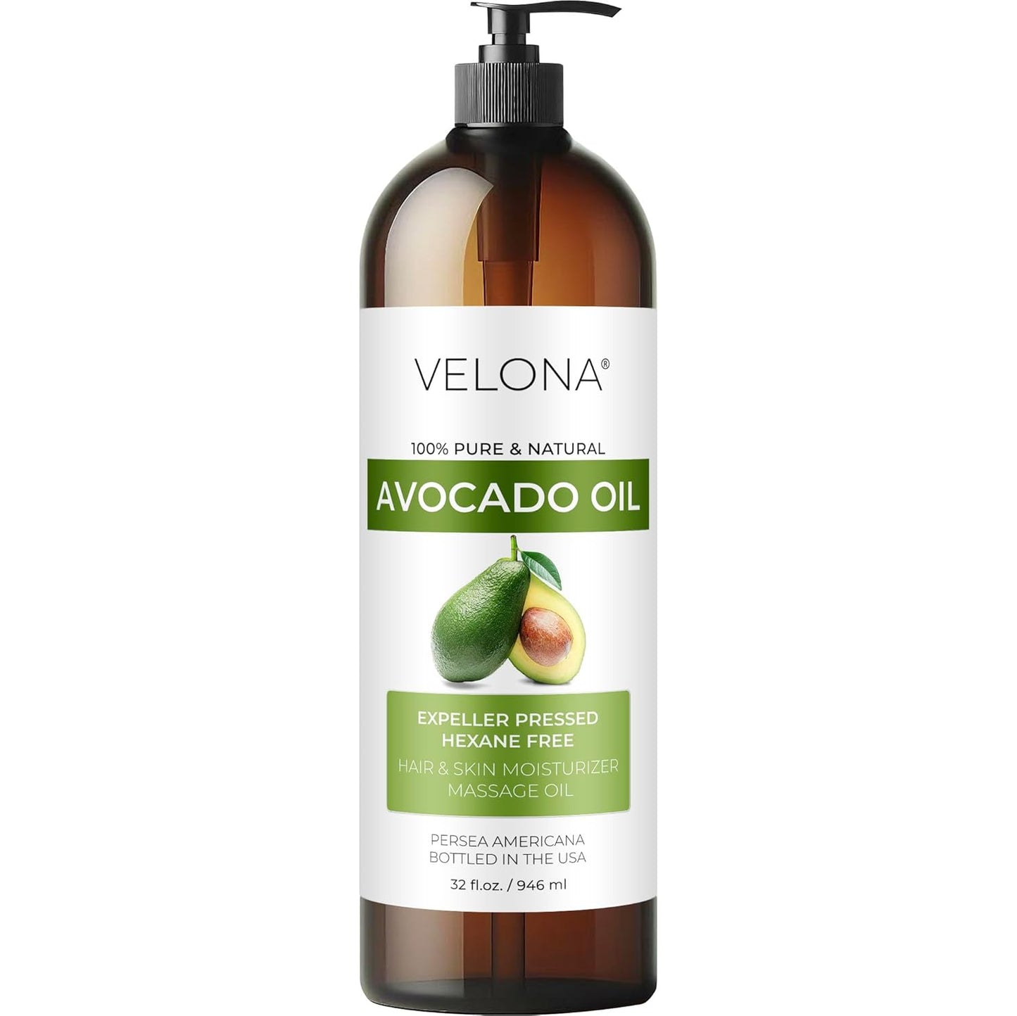 velona Avocado Oil 32 Fl Oz | 100% Pure and Natural Carrier Oil | Expeller-Pressed | Hair, Body and Skin Care | Use Today - Enjoy Results