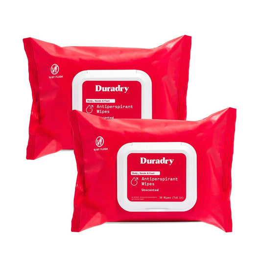 Whole Body Antiperspirant Wipes - Anti-Sweat Wipes for Body, Hands and Feet, Neutralizes Odor and Excessive Sweating, Quick-Drying and Travel-Friendly - Unscented, Pack of 2