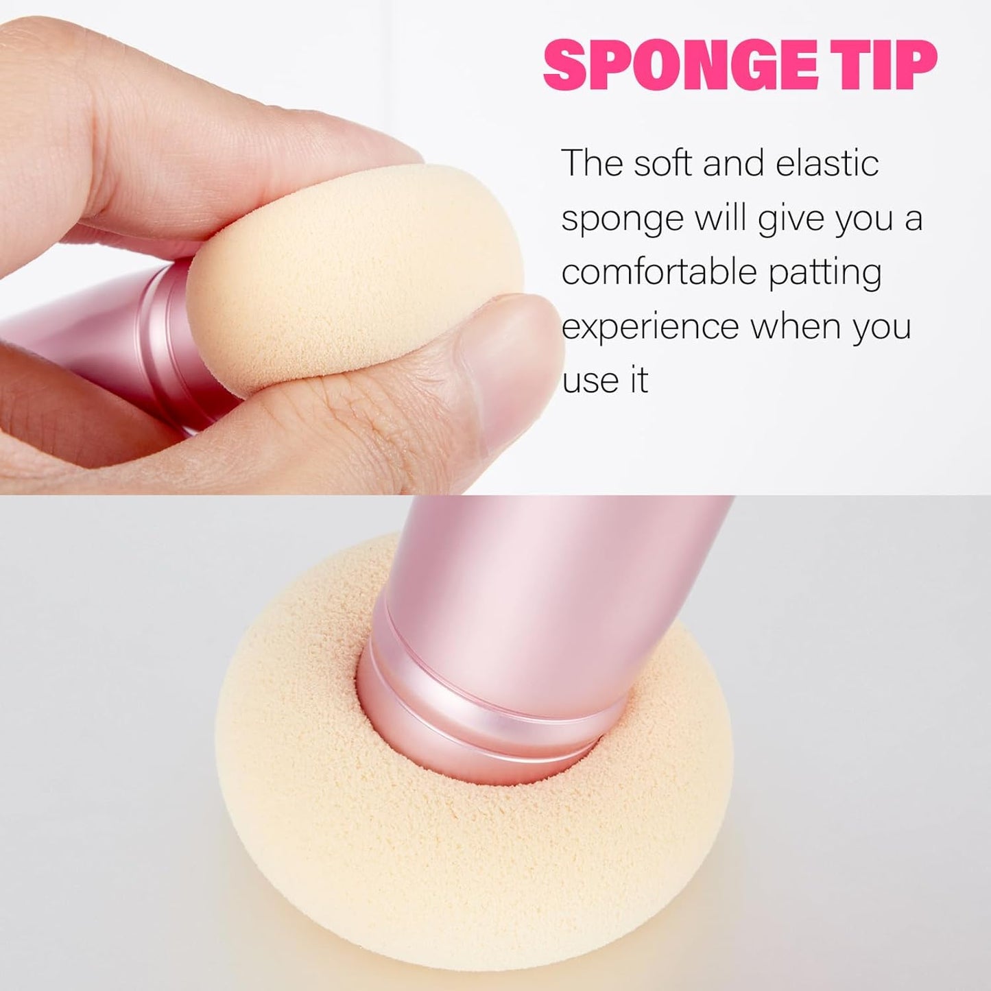 Dual-Ended Hair Makeup Brush - Precision Hairline Powder With Sponge Tip for Seamless Blending, Concealer, Root Touch Up, and Contour (Rose Pink, 3.5 Inch)