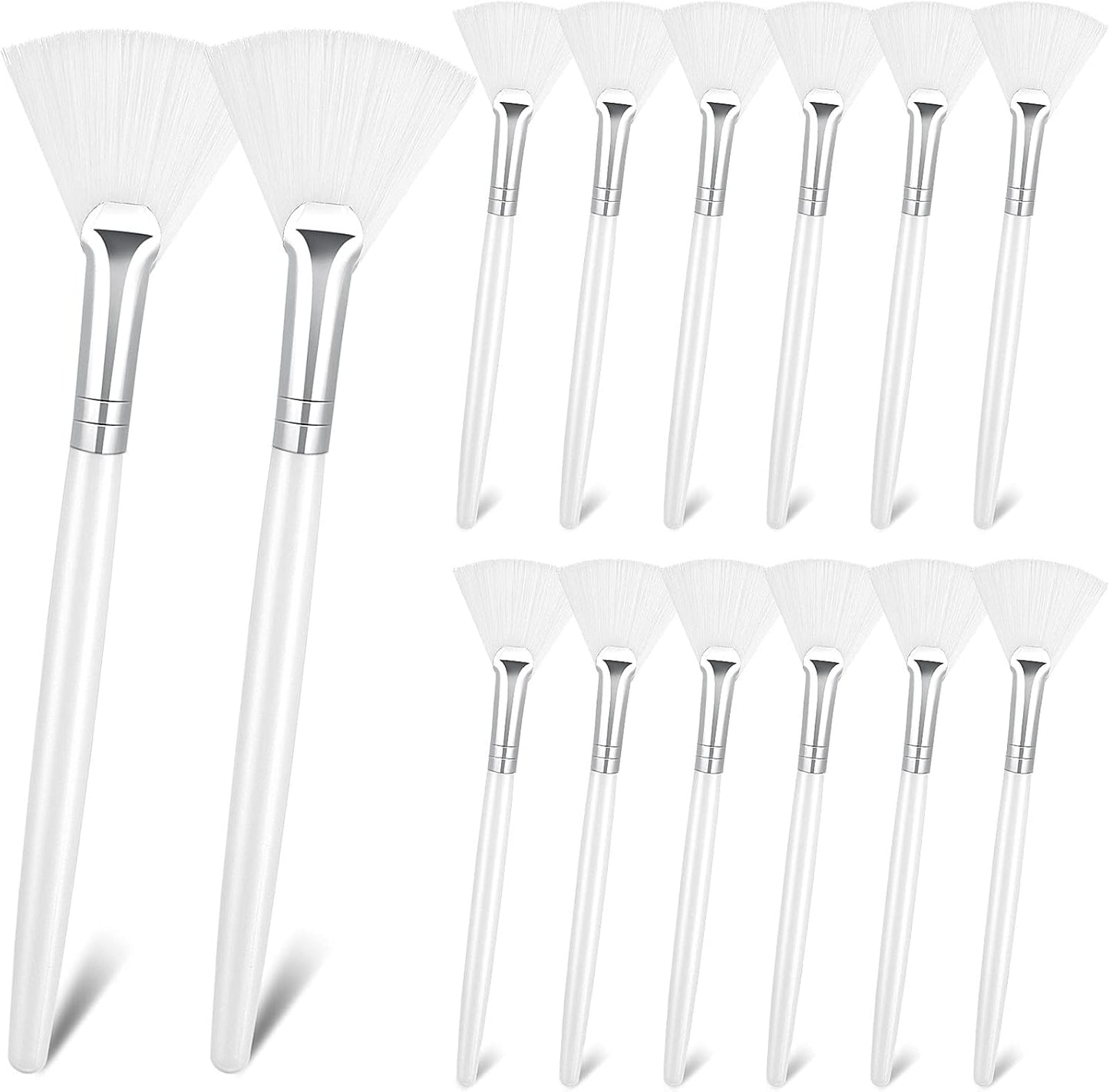 Patelai 14 Pieces Fan Brushes Applicator, Mask Brushes for Facial Makeup Tools for Face Cosmetic(White)
