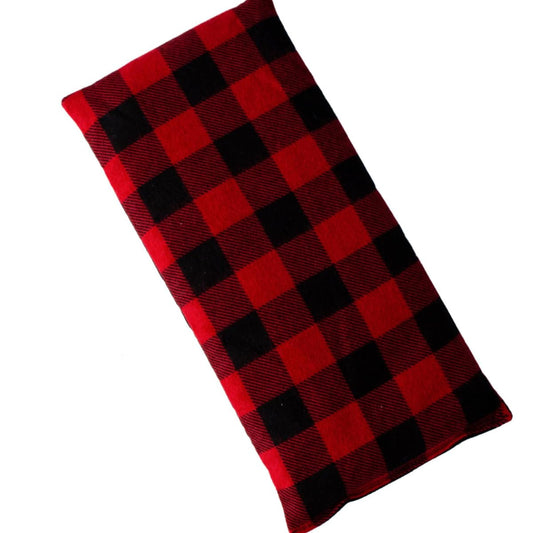 Large Microwave Heating Pad with Flax Seed, Scented or Unscented, Good For Back Pain or Cramps, Moist Heat Therapy or Ice Pack, Microwavable Bean Bag, 6" x 12" (Red and Black, Chamomile)