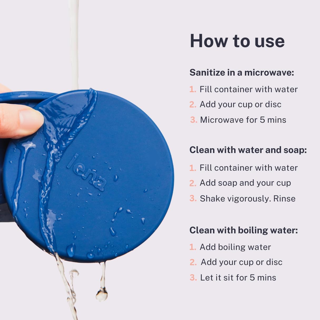 Lena Menstrual Cup Sterilizer Case, Compact, Collapsible Silicone Container for Cleaning Period Cup & Menstrual Disc, Travel, Home and Dorm, Menstrual Cup Cleaner, Feminine Care, Dark Blue