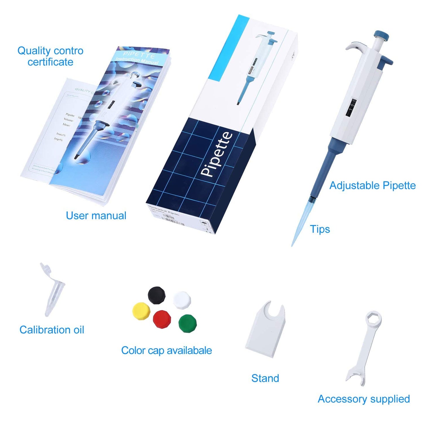 Adjustable Pipettor 0.1-2.5ul Single-Channel Variable Volume Micropipette High Accurate for Laboratory
