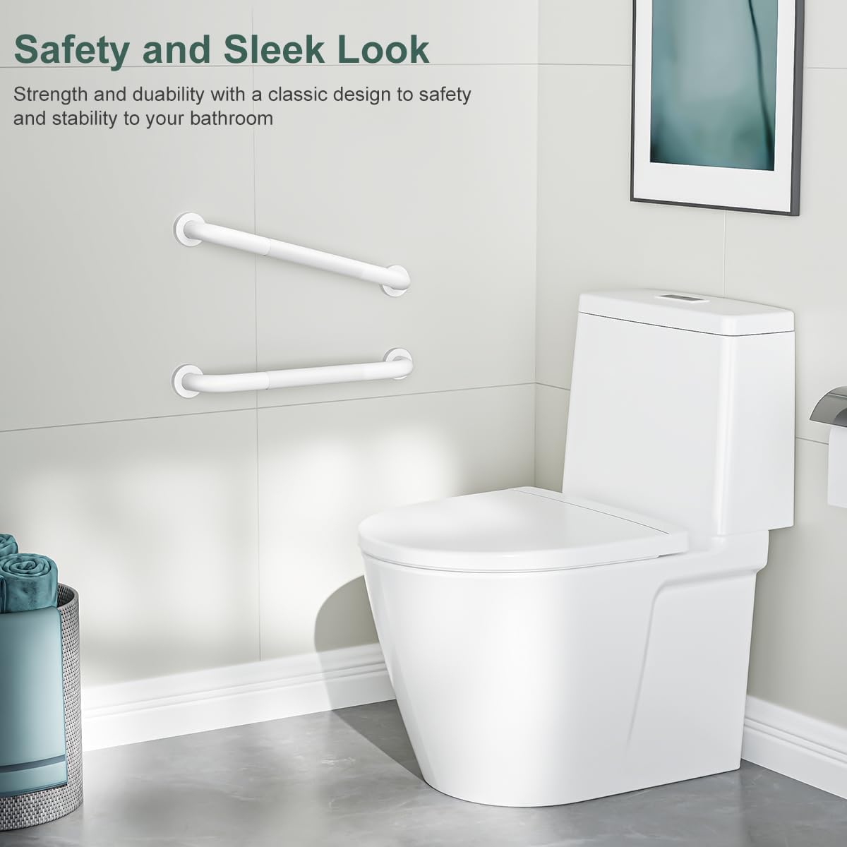 FANHAO 2 Pack Grab Bars for Bathtubs and Showers, 16 Inch Anti Slip Shower Grab Bars Stainless Steel Shower Handle Toilet Handicap Elderly Senior Assist Bathroom Safety Bars (White)