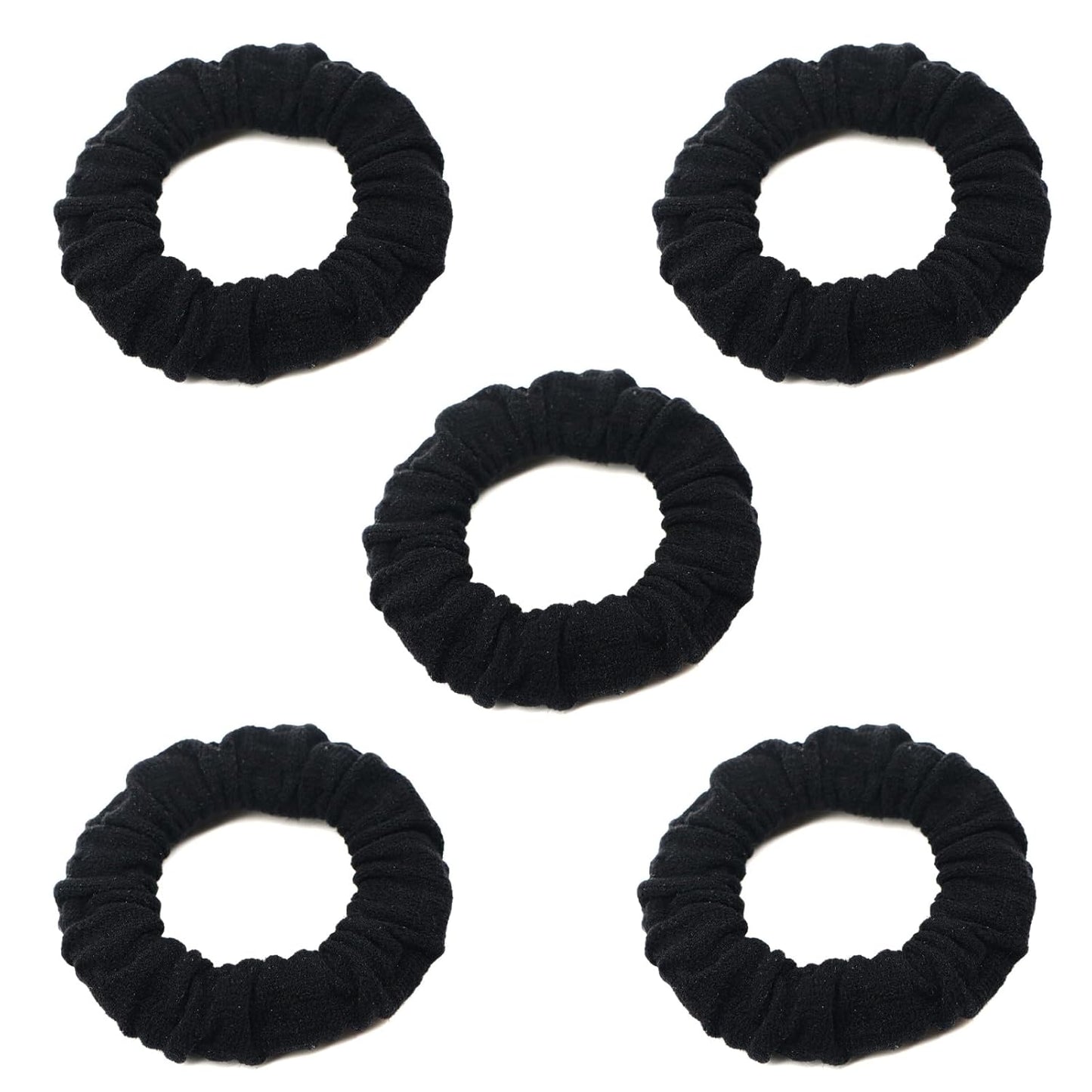 Youxuan No Damage Soft Polyester Hair Ties, No Tug Scrunchies Hair Bands with Strong Elasticity – Black
