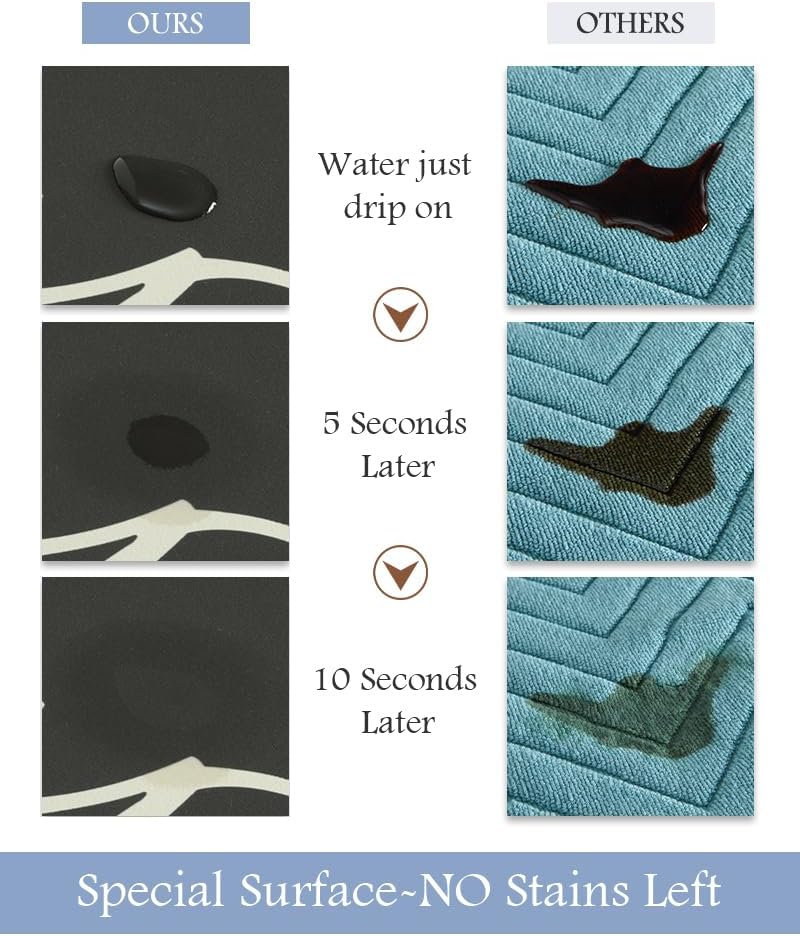 MontVoo-Bath Mat Rug Long Non Slip Super Absorbent Bathroom Runner Stain Resistant Quick Dry Thin Bathroom Mat Fit Under Door-17"x70",Black