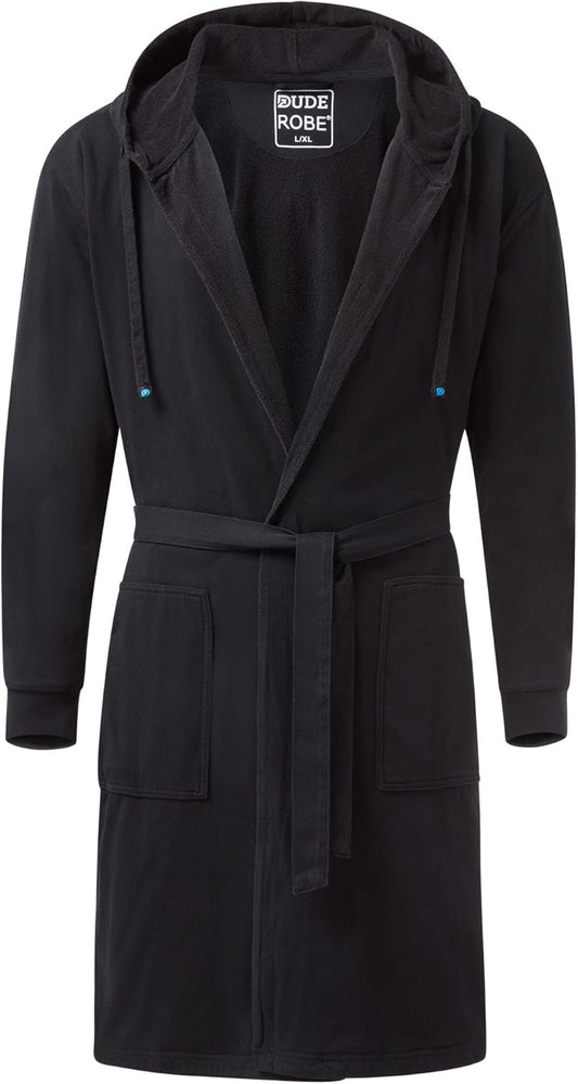 DudeRobe Men’s Hooded Bathrobe with Pockets, From Shark Tank, Soft, Comfy & Absorbent Cotton Robe for After Shower & Lounging