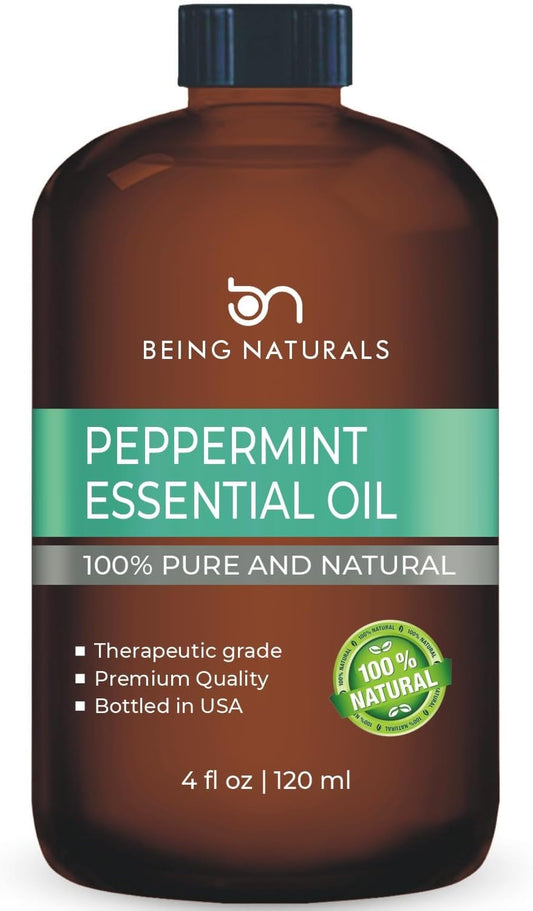 Peppermint Essential Oil - Huge 4 FL OZ - 100% Pure & Natural – Premium Natural Oil with Glass Dropper (Peppermint Oil)
