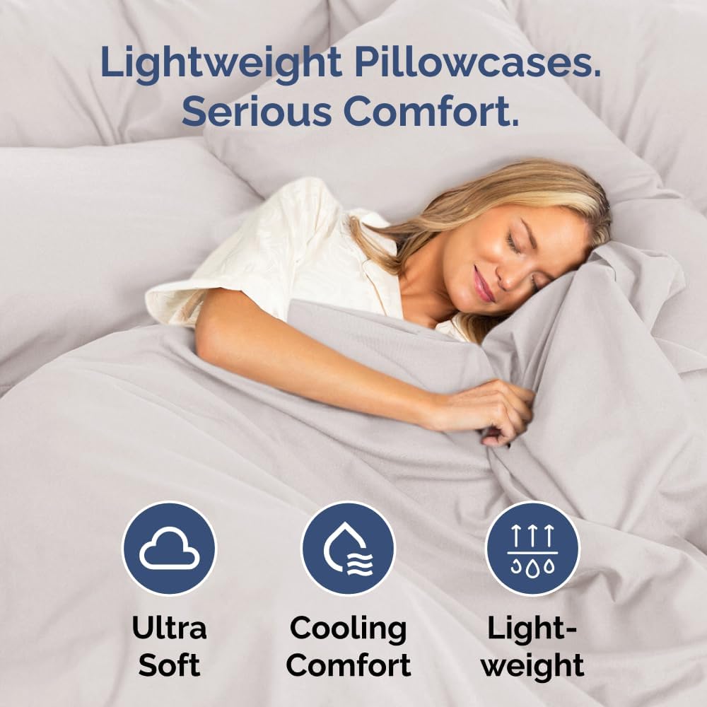 King Pillow Cases Set of 8 - Ultra Soft Hotel Quality Pillowcase Covers - Comfy. Cozy & Wrinkle Free - Shrink, Stain and Fade Resistant - Machine Washable Pillow Protectors - 8 Piece Set - Light Grey