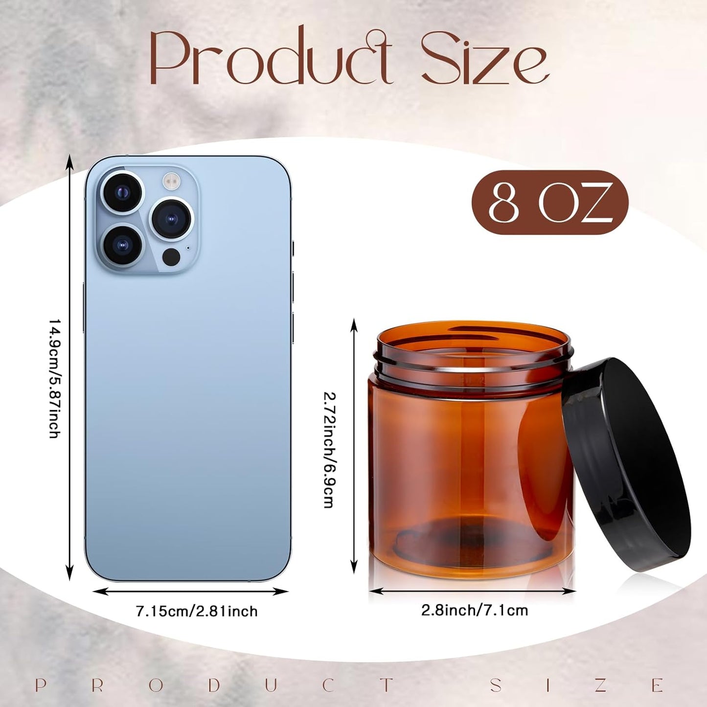 SATINIOR 12 Pack 8 oz Plastic Container Jars with Lids Round Clear Travel Cosmetic Container Slime Jars for Toiletries, Lotion, Cream, Ointments, Makeup, Rhinestone, Samples, Kitchen Storage(Amber)