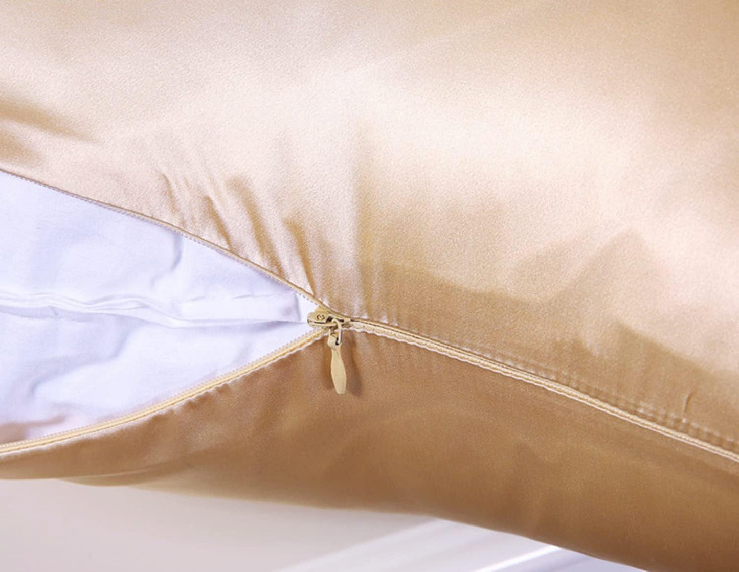 Satin Silk Pillowcase for Hair and Skin, Black Pillow Cases Standard Size Set of 4 Pack Super Soft Pillow Case with Zipper Closure (Champange, Queen(4 Pack))