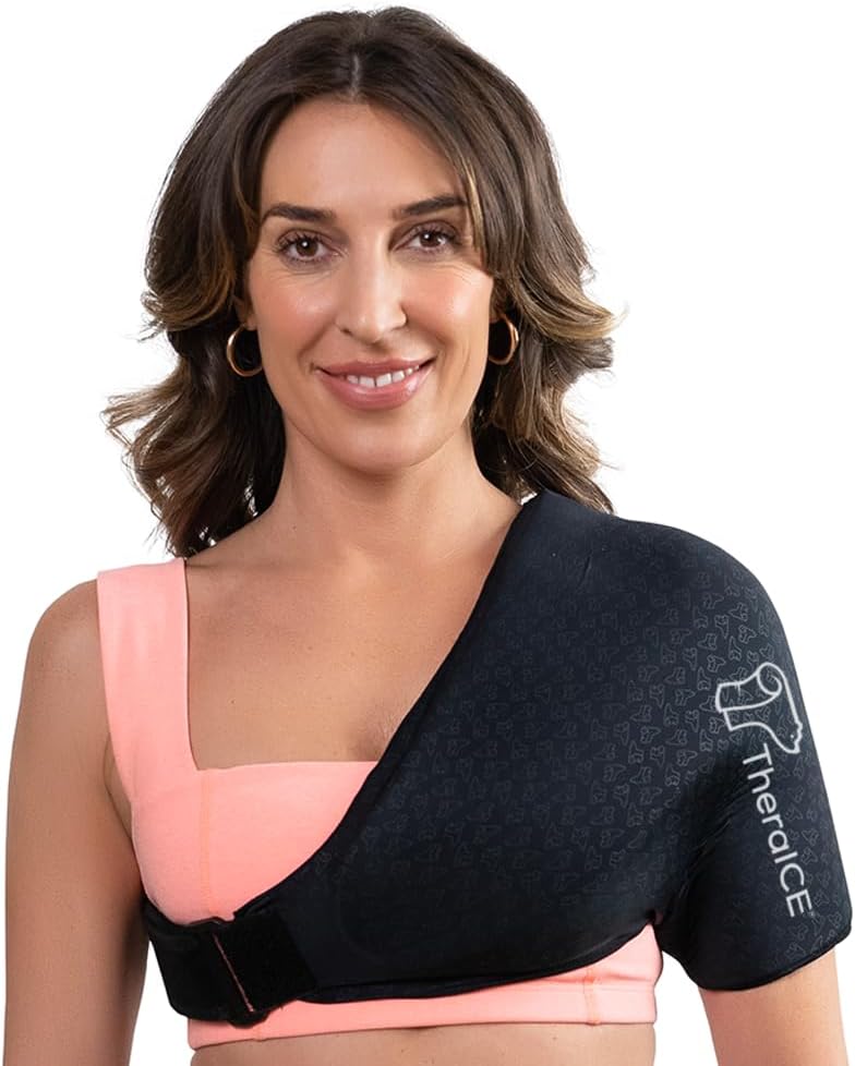 TheraICE PRO Shoulder Ice Pack Wrap for Injury, Reusable Compression Shoulder Braces for Rotator Cuff Relief & Arm Brace Pain Relief Therapy, FocusZone Technology Cooling Support Arm Sling Shoulders
