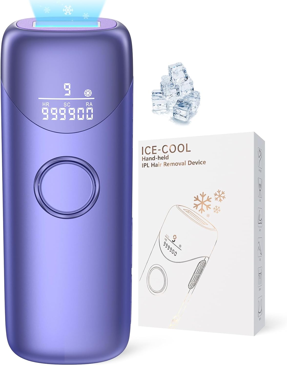 Laser Hair Removal with 5℃ Ice Cooling, Painless IPL Laser Hair Removal Device 3 in 1 Ubroo at Home Hair Remover Machine for Women Men Electrolysis Permanent Epilator on Face Body Depilation (Purple)