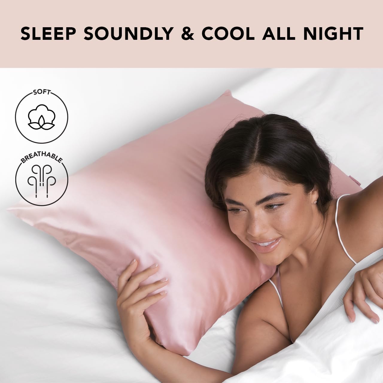 Kitsch Satin Pillowcase with Zipper for Hair & Skin, Softer Than Silk Pillow Cases Queen, Wrinkle-Free, Smooth and Cooling Satin Pillow Covers, Standard Size 19"x26" - Blush, 2pcs