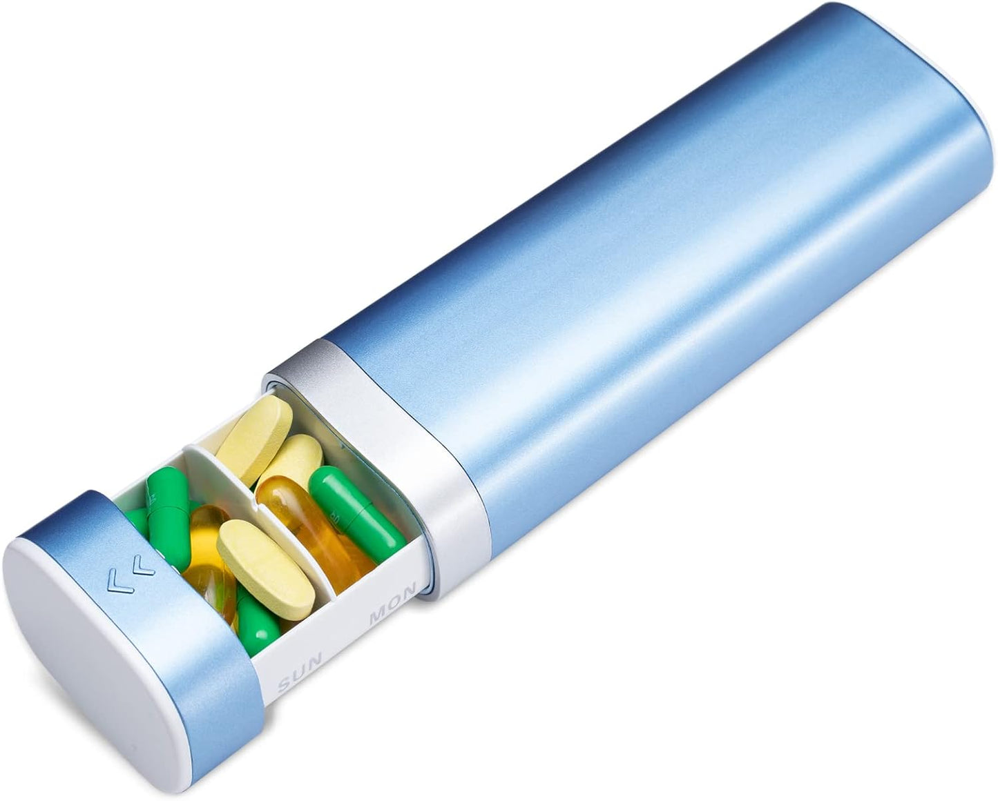 Weekly Pill Organizer 7 Day, Daily Pill Box, Travel Pill Case, Cute Pill Holder to Hold Vitamins, Medicines, Supplements, Pills Organizer (Blue)