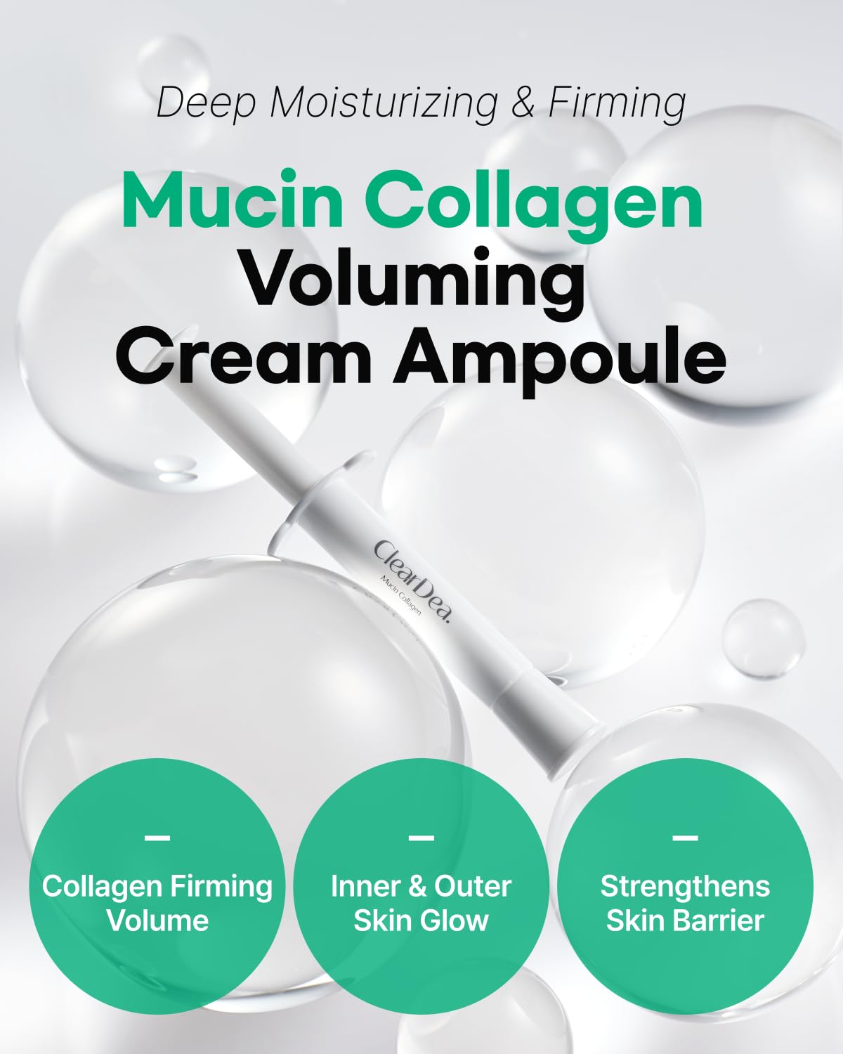 Mucin Collagen Cream Ampoule for face – Collagen-Powered Hydrating & Firming Skincare, Non-Greasy, Revitalizing Korean Beauty for All Skin Types, 15ml x 2