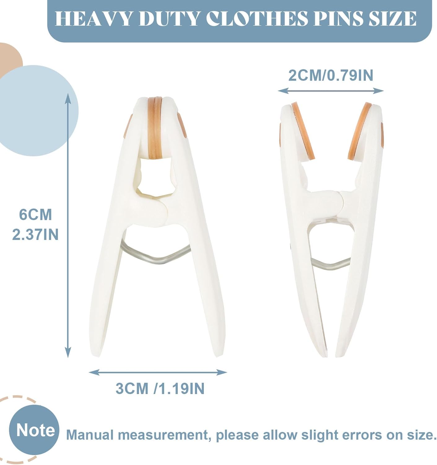 24 Pack Plastic Clothes Pins Heavy Duty Clothespins for Laundry, 2.36 Inch Clothesline Clips Clothes Pegs with No Trace Design, Windproof Clothes Clips for Hanging Clothes, Socks, Towel, Snack (Blue)