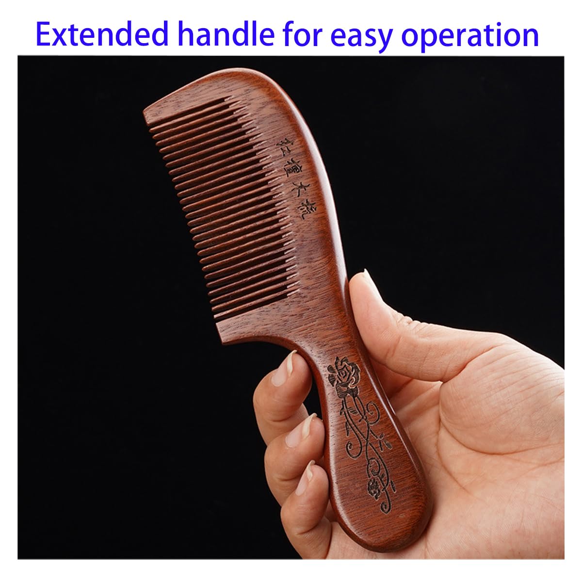 Wooden Hair Comb Set, Wide Tooth and Fine Tooth Detangling Combs, Brown, 2 Pack (One Size)
