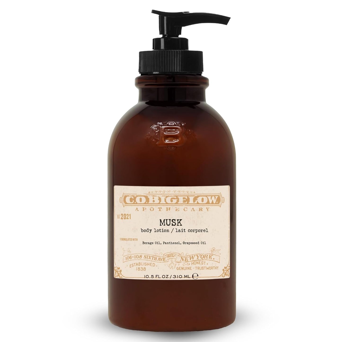 C.O. Bigelow Musk Body Lotion, Iconic Collection Moisturizing Body Lotion with Shea Butter, Borage Oil & Grapeseed Oil, 10.5 Fl Oz