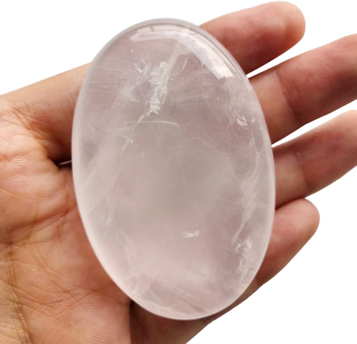 Natural Rock Quartz Oval Polished Worry Stones, Healing Crystal Indoor Fountain Stones Massage Energy Anxiety Relief Items
