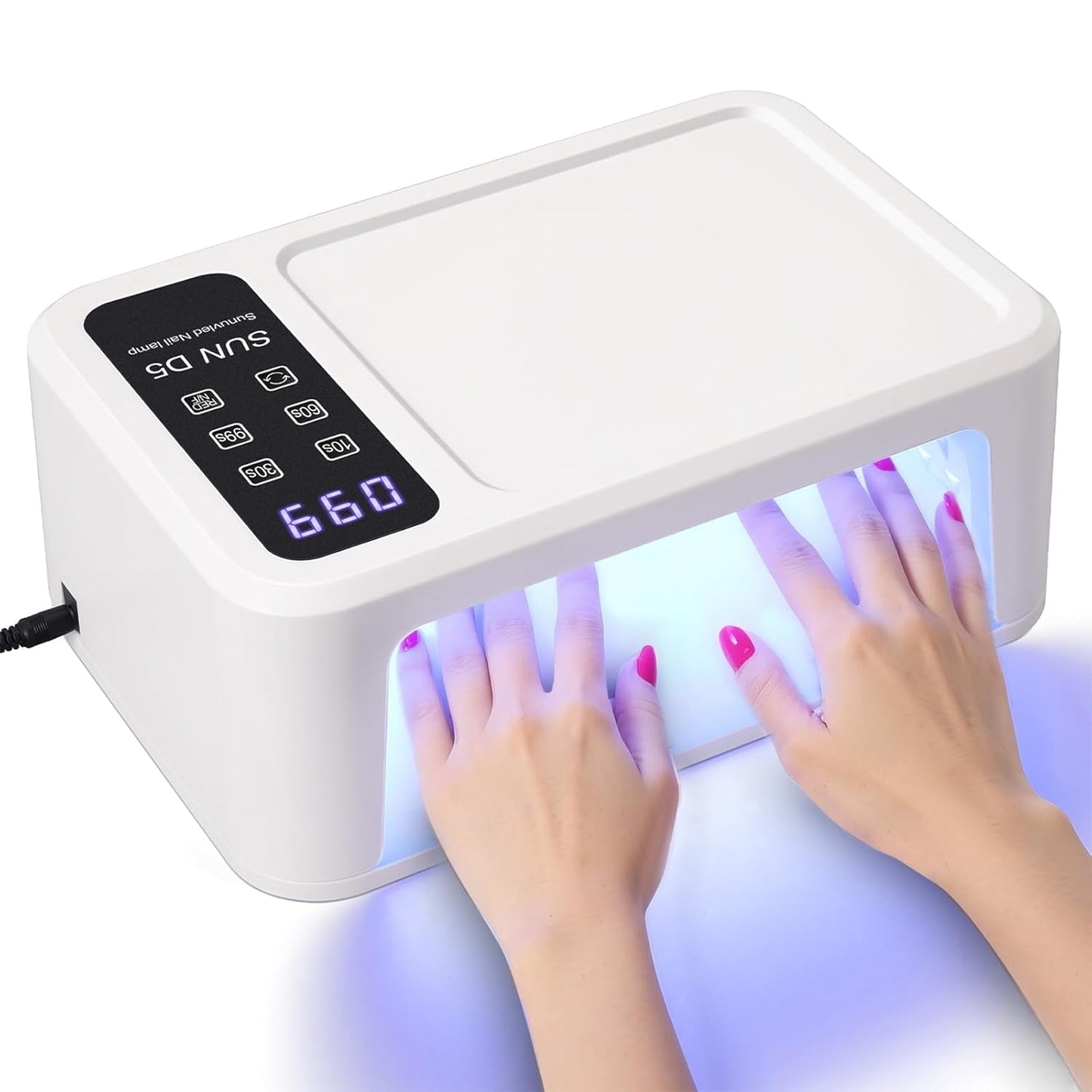 UV LED Nail Lamp, 120W UV Light for Gel Nails with 140 Beads, Fast Curing Professional Nail Dryer, Two-Hand Design, Red Light Skincare, Auto Sensor, LCD Display, 4 Timers for Fingernails & Toenails