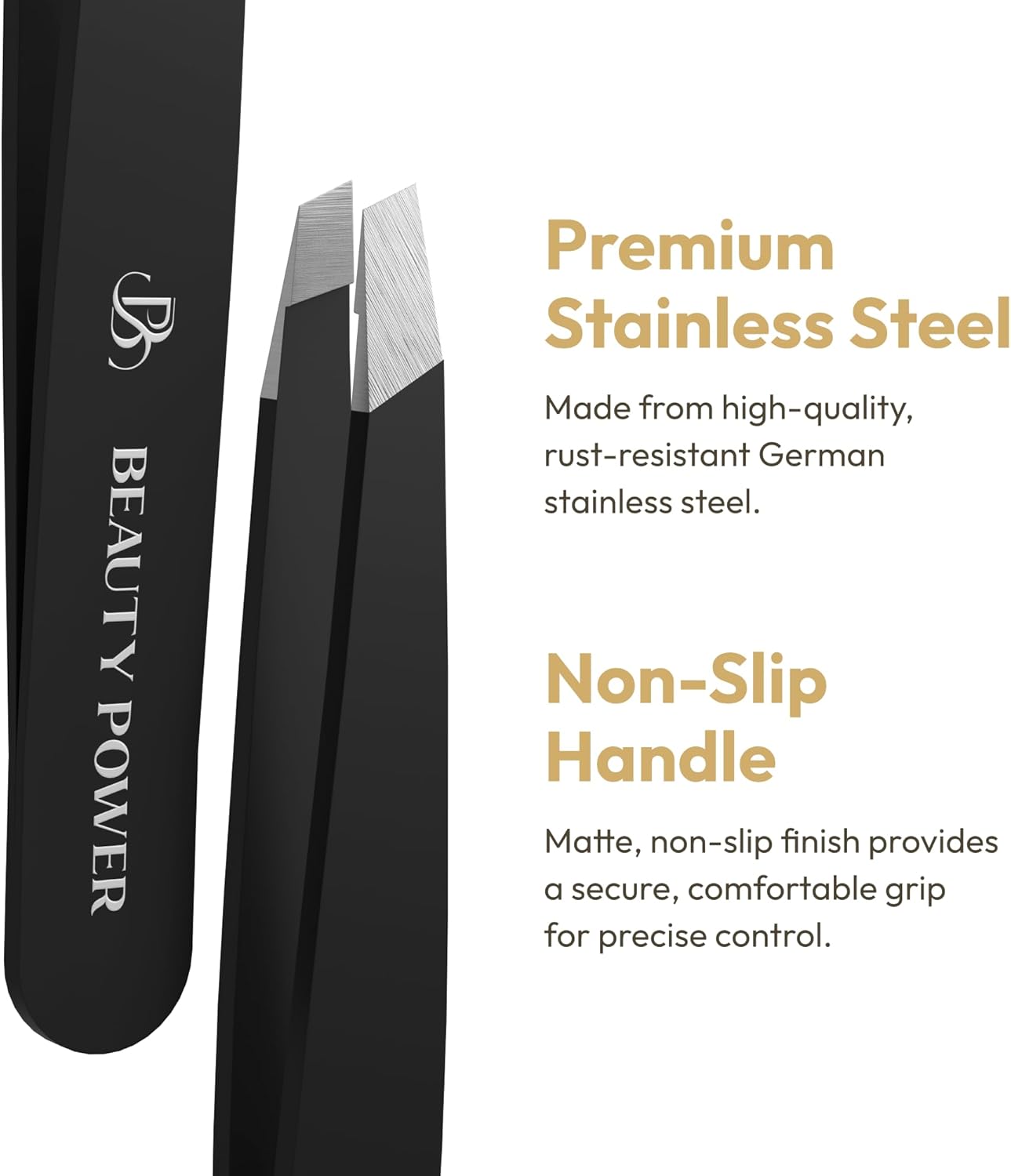 Ultra-Precision Professional Slant Tweezers for Women Facial Hair - German Stainless Steel, Lightweight Black Tweezers for Women & Men, Ideal for Eyebrow & Facial Grooming (Matte Black)