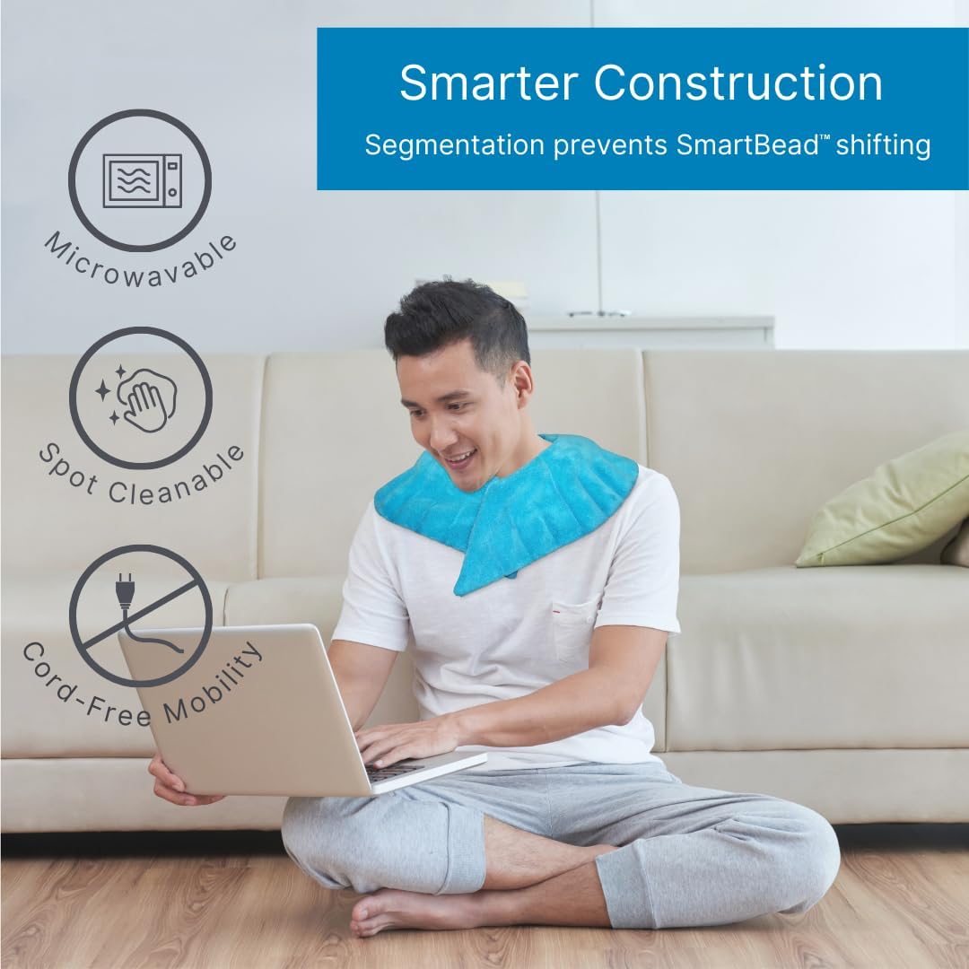 NatraCure Microwave Heating Pad for Neck, Shoulder & Back Pain Relief - Heated Wrap & Microwavable Warmer Moist Heating Pad with SmartBead Technology - Heat, Spa & Physical Therapy FSA