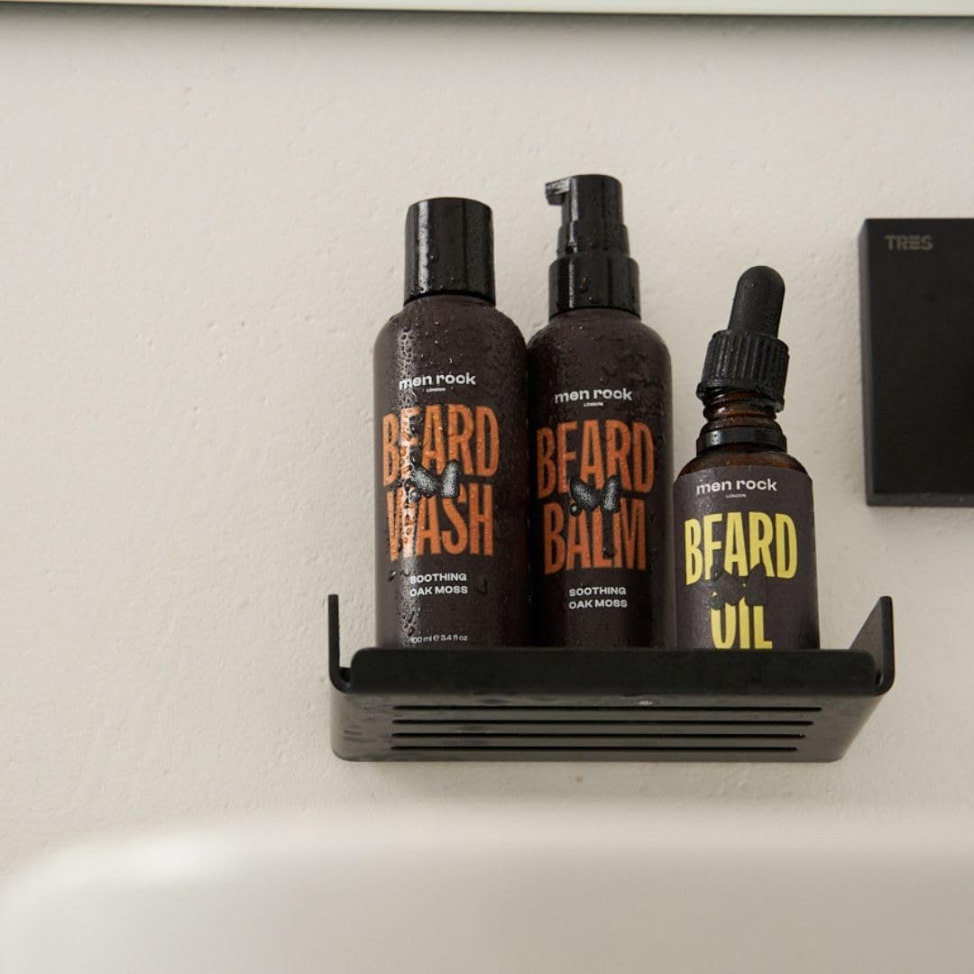 Men Rock Soothing Beard Wash - Oak Moss - Moisturizing Beard Wash for Men - Mens Skincare Products - Facial Hair Shampoo and Cleanser - 3.4 oz