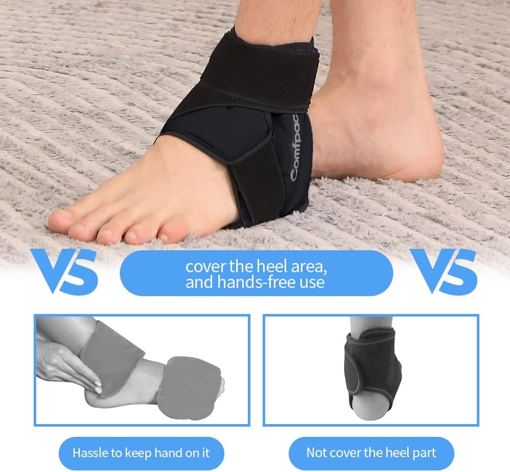 Ankle Ice Pack Wrap Heel Ice Pack for Pain Relief, Hot Cold Therapy Cold Pack for Plantar Fasciitis, Achilles Tendonitis, Ankle Sprain, Foot Pain, 2Packs