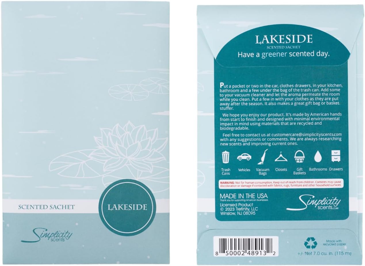 Lakeside Scented Sachets Pack of 6, Spring and Summer - Long-Lasting Scented Bags, Home Fragrance, Air Freshener & Deodorizer for Closet, Room, Drawer, or Cars, Made in USA